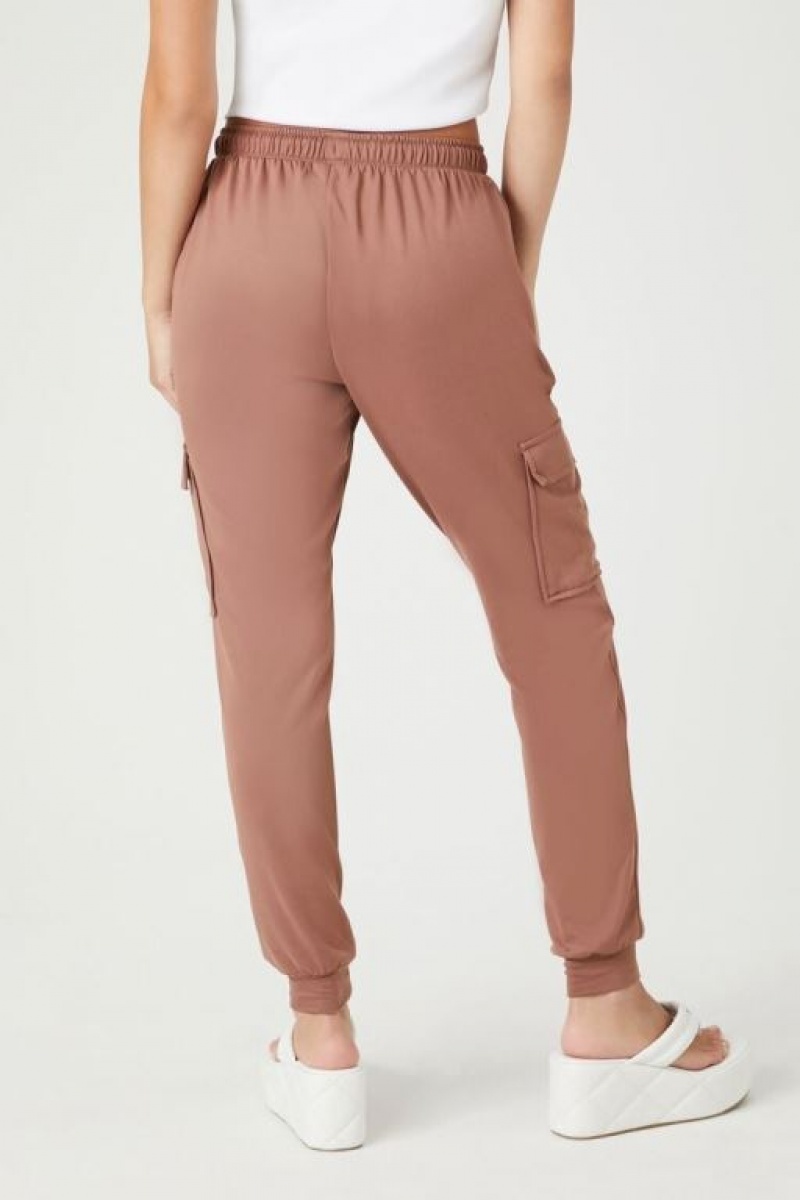 Pantalon Forever 21 Fleece Drawstring Cargo Joggers Mujer Marrones | bWal9AlH4sP