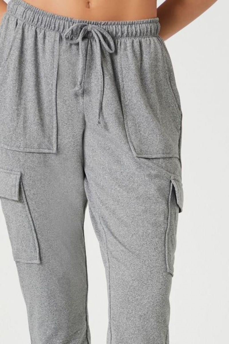 Pantalon Forever 21 Fleece Drawstring Cargo Joggers Mujer Gris | fsMendCQt4Z