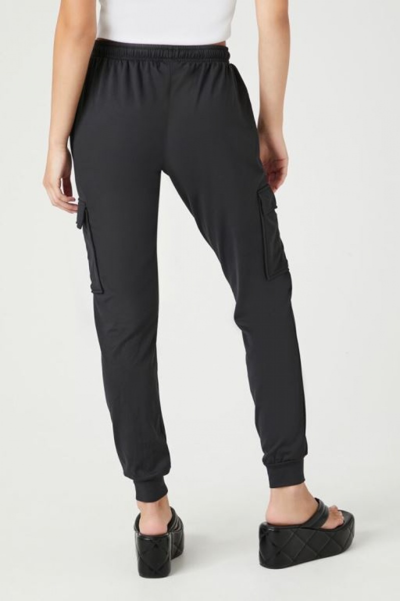 Pantalon Forever 21 Fleece Drawstring Cargo Joggers Mujer Negras | z8RopqQEU1h