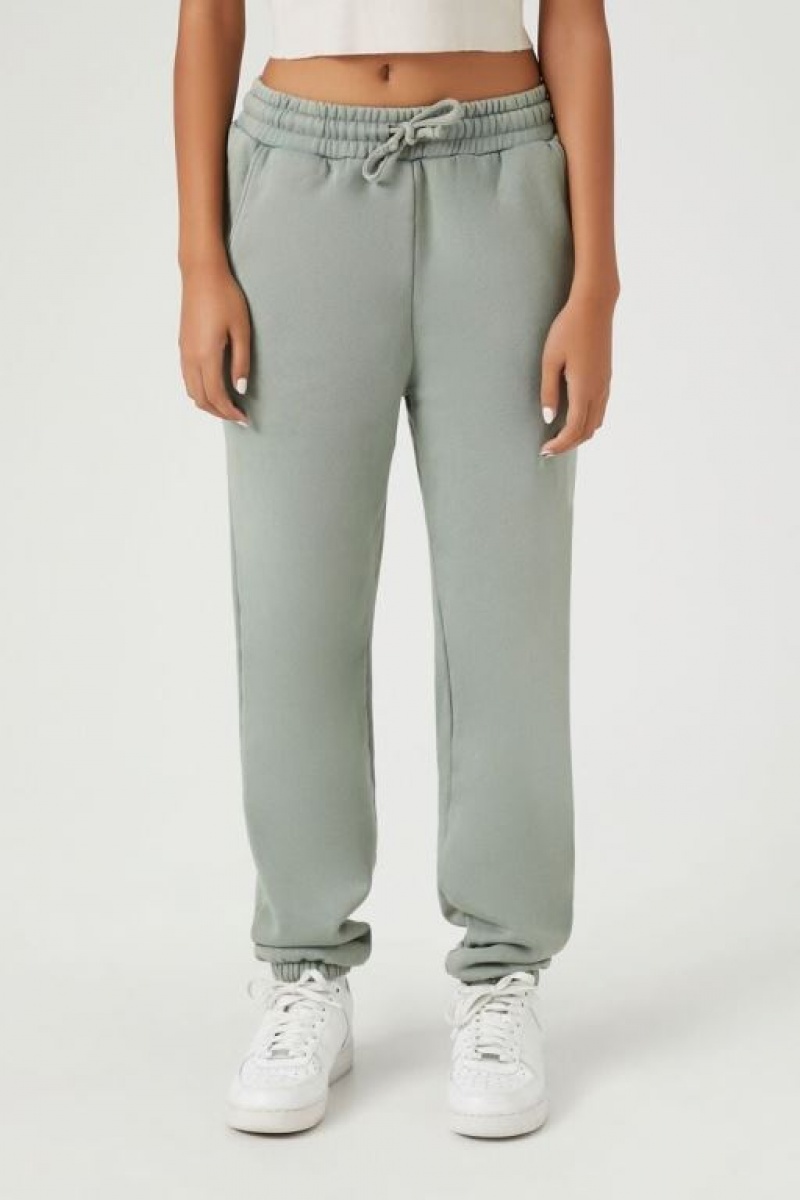 Pantalon Forever 21 Fleece Drawstring Joggers Mujer Verde | TIcG0A9Szsd