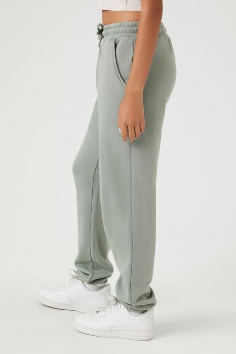 Pantalon Forever 21 Fleece Drawstring Joggers Mujer Verde | TIcG0A9Szsd