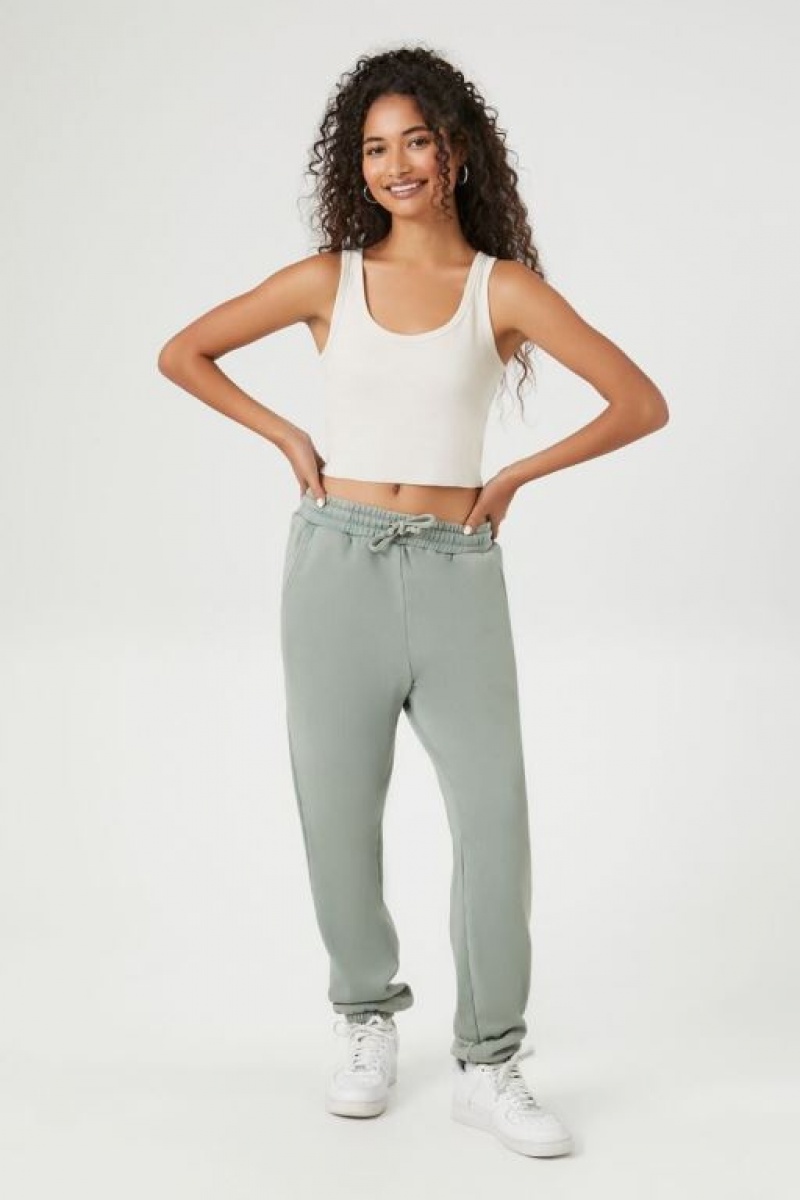 Pantalon Forever 21 Fleece Drawstring Joggers Mujer Verde | TIcG0A9Szsd