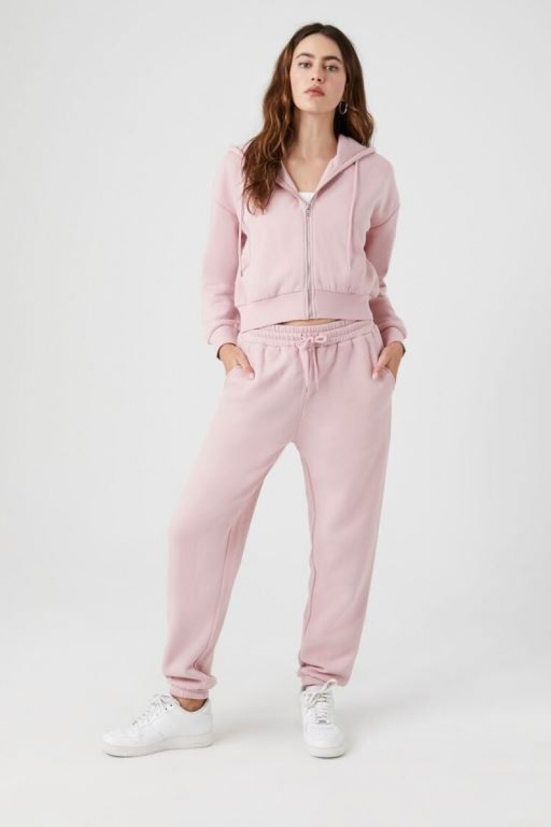 Pantalon Forever 21 Fleece Drawstring Joggers Mujer Moradas | lrPIFzUdskc