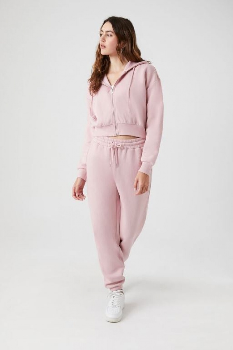 Pantalon Forever 21 Fleece Drawstring Joggers Mujer Moradas | lrPIFzUdskc