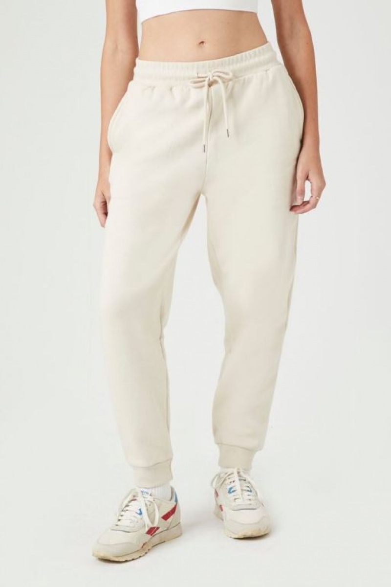 Pantalon Forever 21 Fleece Drawstring Joggers Mujer Beige | X0YjOoWPhHP