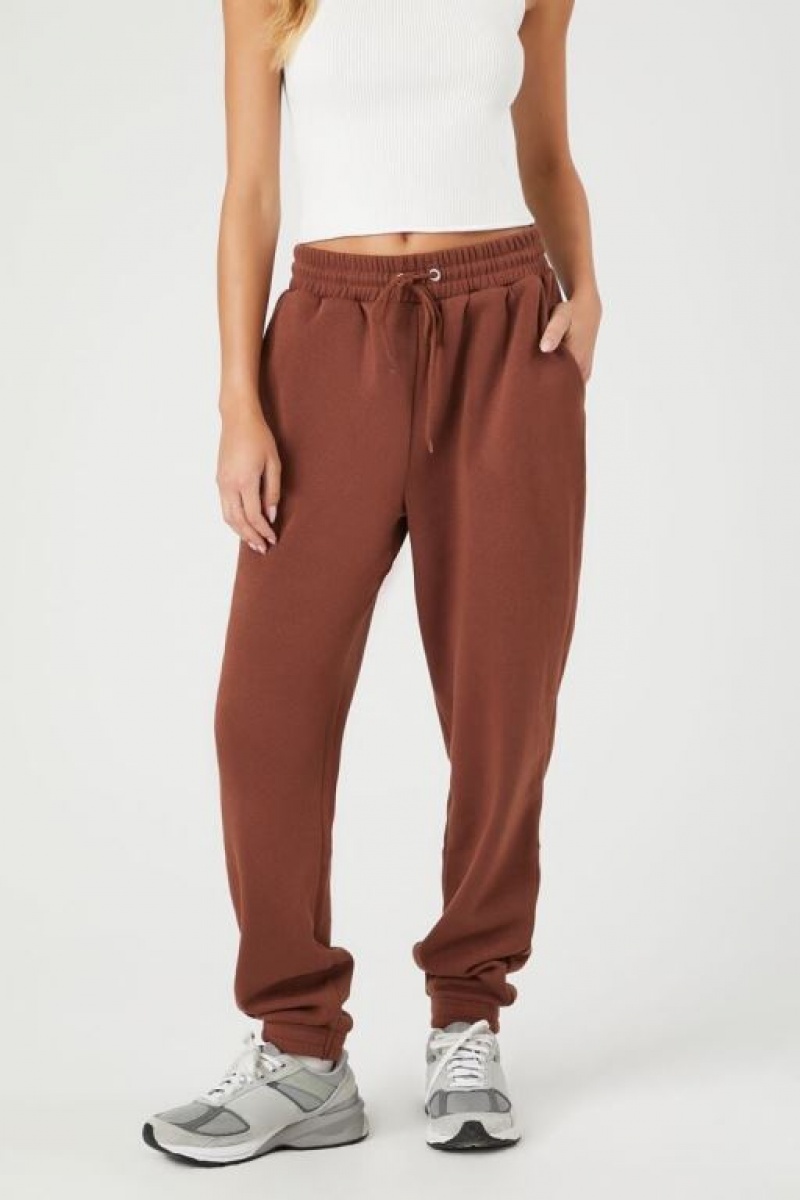 Pantalon Forever 21 Fleece Drawstring Joggers Mujer Cappuccino | IsPEPV7LIi8