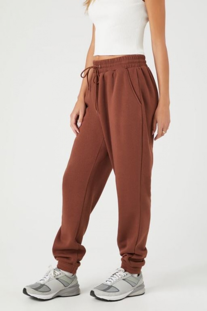 Pantalon Forever 21 Fleece Drawstring Joggers Mujer Cappuccino | IsPEPV7LIi8