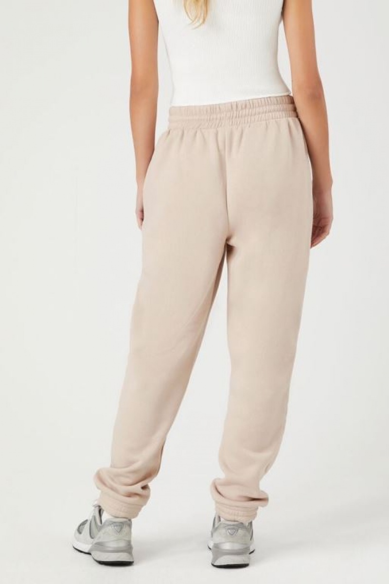 Pantalon Forever 21 Fleece Drawstring Joggers Mujer Marrones Claro | 8HVz94JxhTd