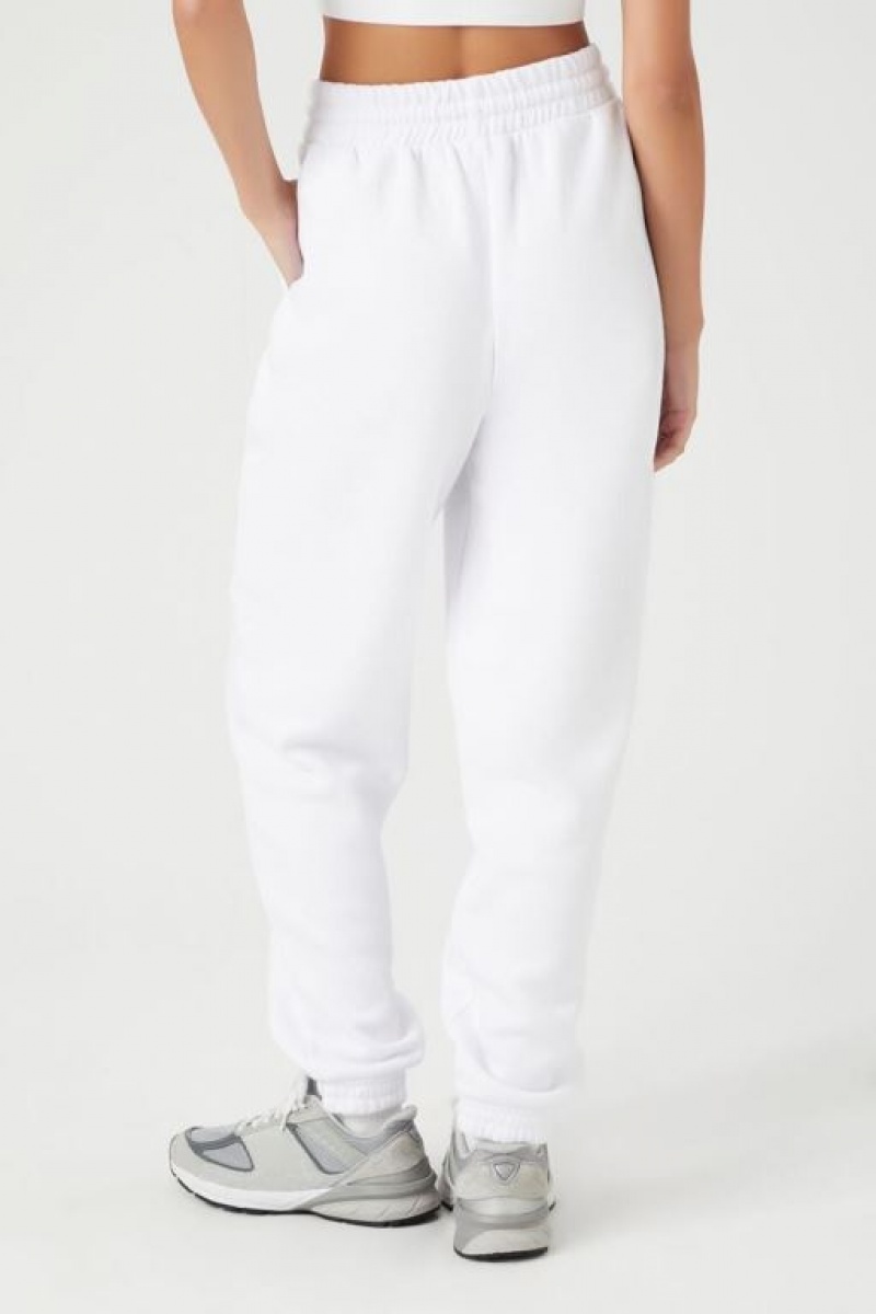 Pantalon Forever 21 Fleece Drawstring Joggers Mujer Blancas | LpPP0NLXKaW