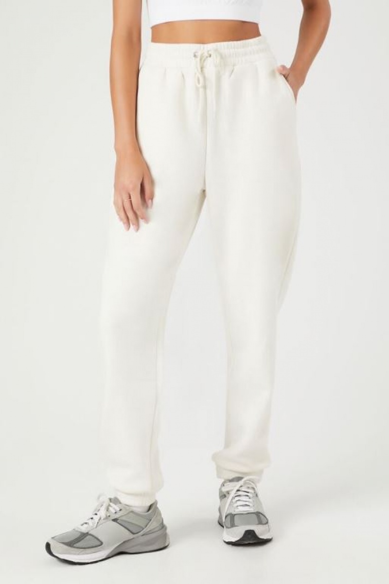 Pantalon Forever 21 Fleece Drawstring Joggers Mujer Birch | uUCyVTyFntq