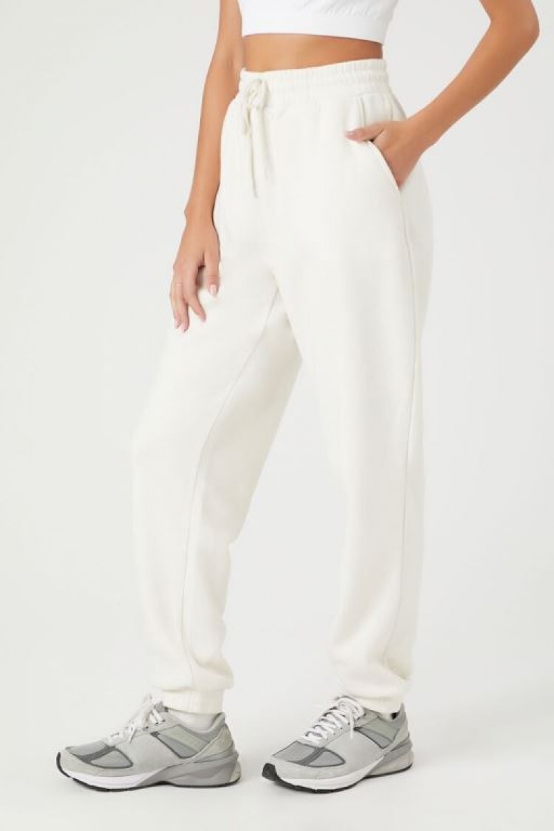 Pantalon Forever 21 Fleece Drawstring Joggers Mujer Birch | uUCyVTyFntq