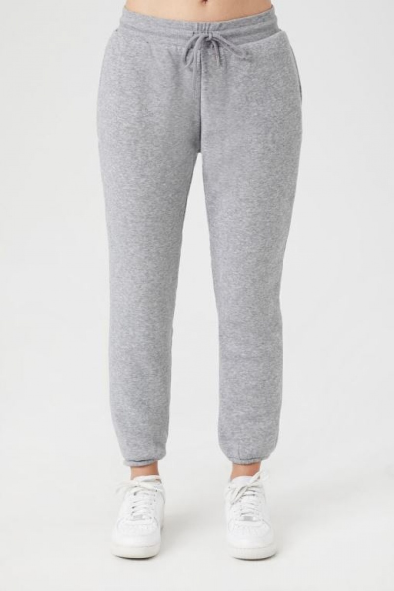 Pantalon Forever 21 Fleece Drawstring Joggers Mujer Gris | OJbHFbl2ymt