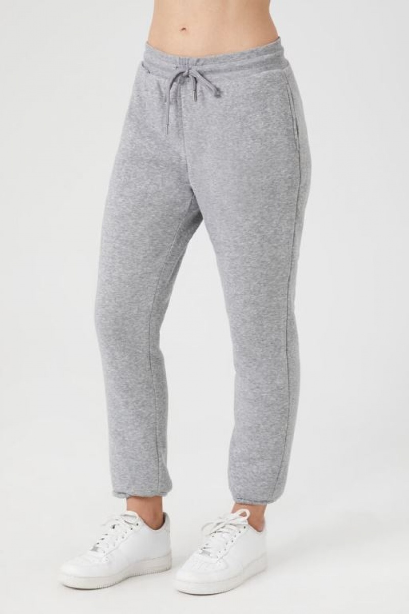 Pantalon Forever 21 Fleece Drawstring Joggers Mujer Gris | OJbHFbl2ymt