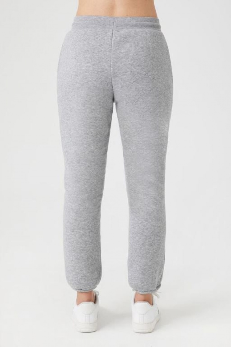 Pantalon Forever 21 Fleece Drawstring Joggers Mujer Gris | OJbHFbl2ymt