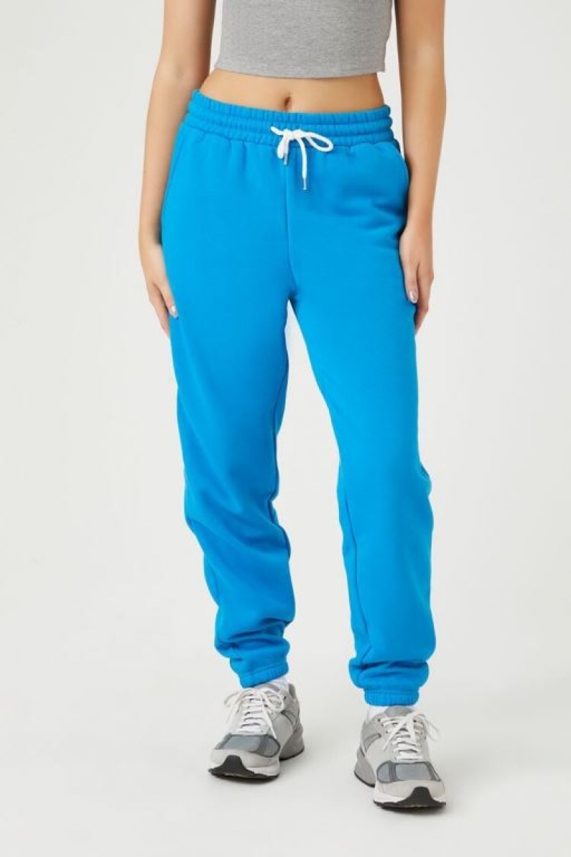 Pantalon Forever 21 Fleece Drawstring Joggers Mujer Azules | MfvVPEj5nta