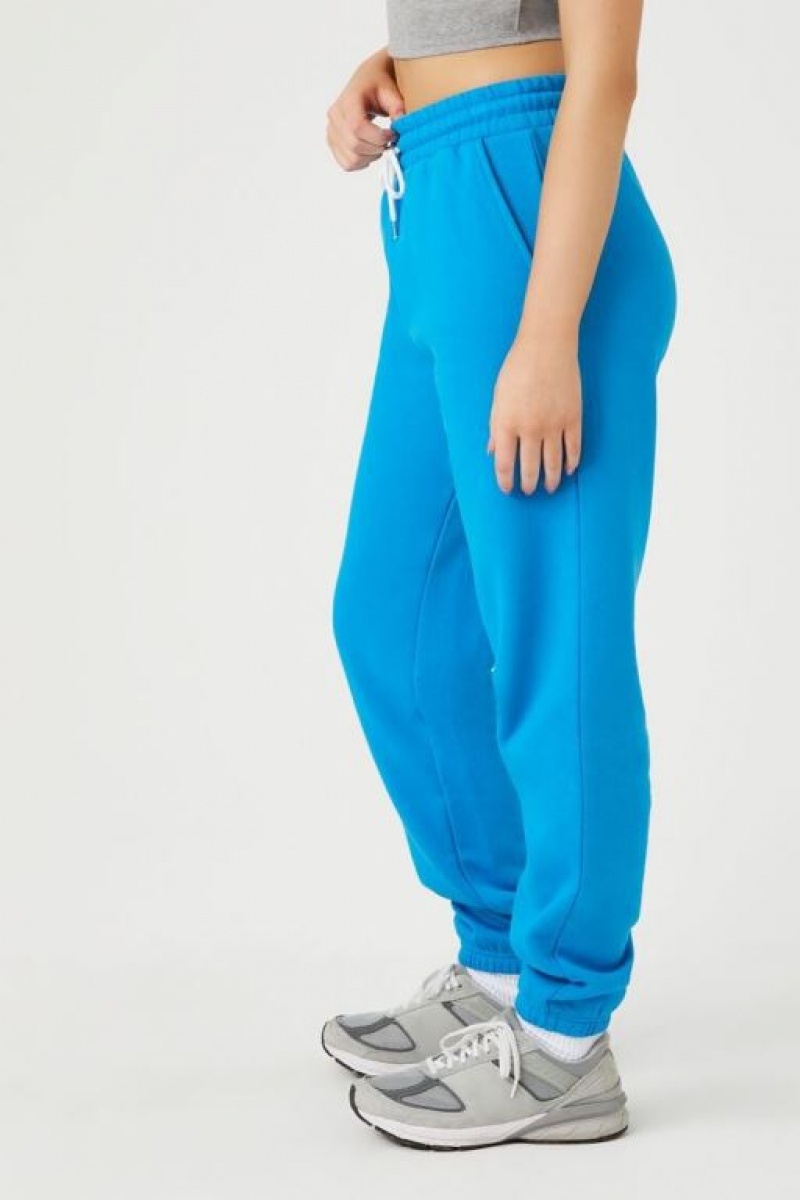 Pantalon Forever 21 Fleece Drawstring Joggers Mujer Azules | MfvVPEj5nta