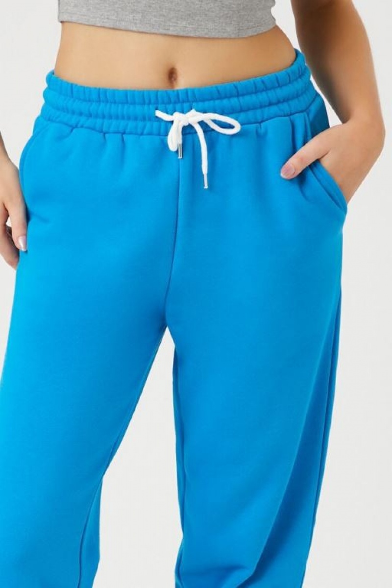 Pantalon Forever 21 Fleece Drawstring Joggers Mujer Azules | MfvVPEj5nta