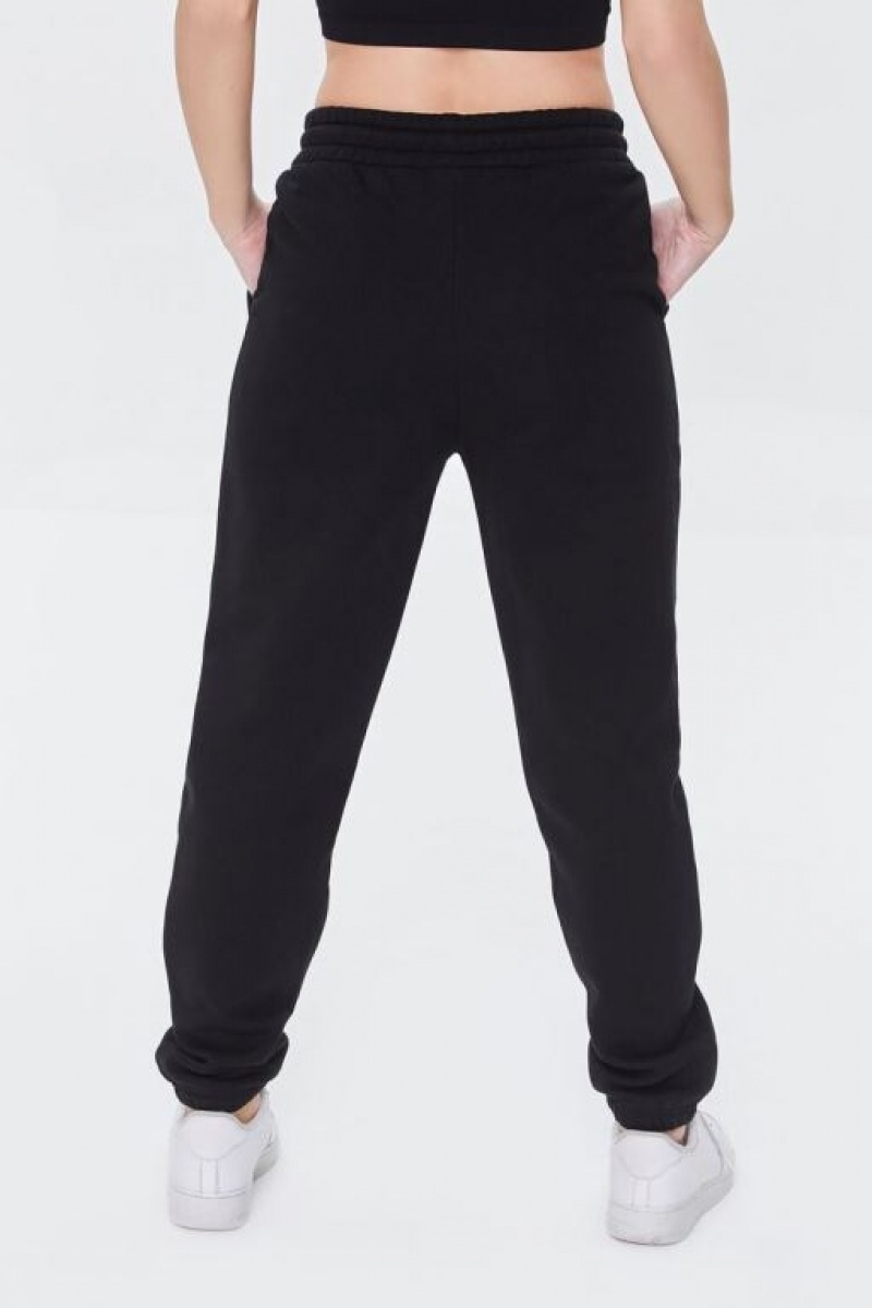 Pantalon Forever 21 Fleece Drawstring Joggers Mujer Negras | ONf6ol5UbVA