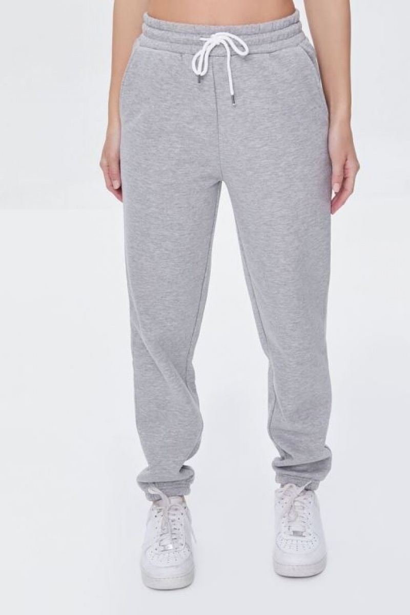 Pantalon Forever 21 Fleece Drawstring Joggers Mujer Gris | 7OZCGrfRkOh