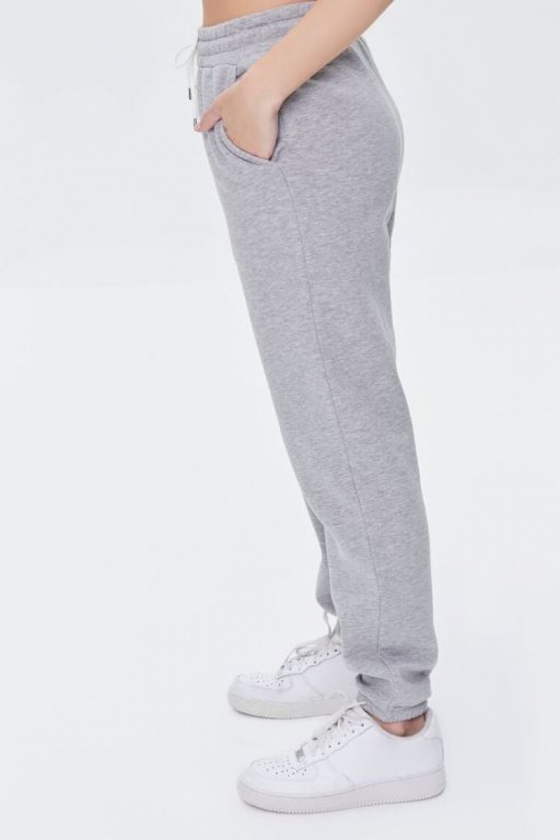 Pantalon Forever 21 Fleece Drawstring Joggers Mujer Gris | 7OZCGrfRkOh