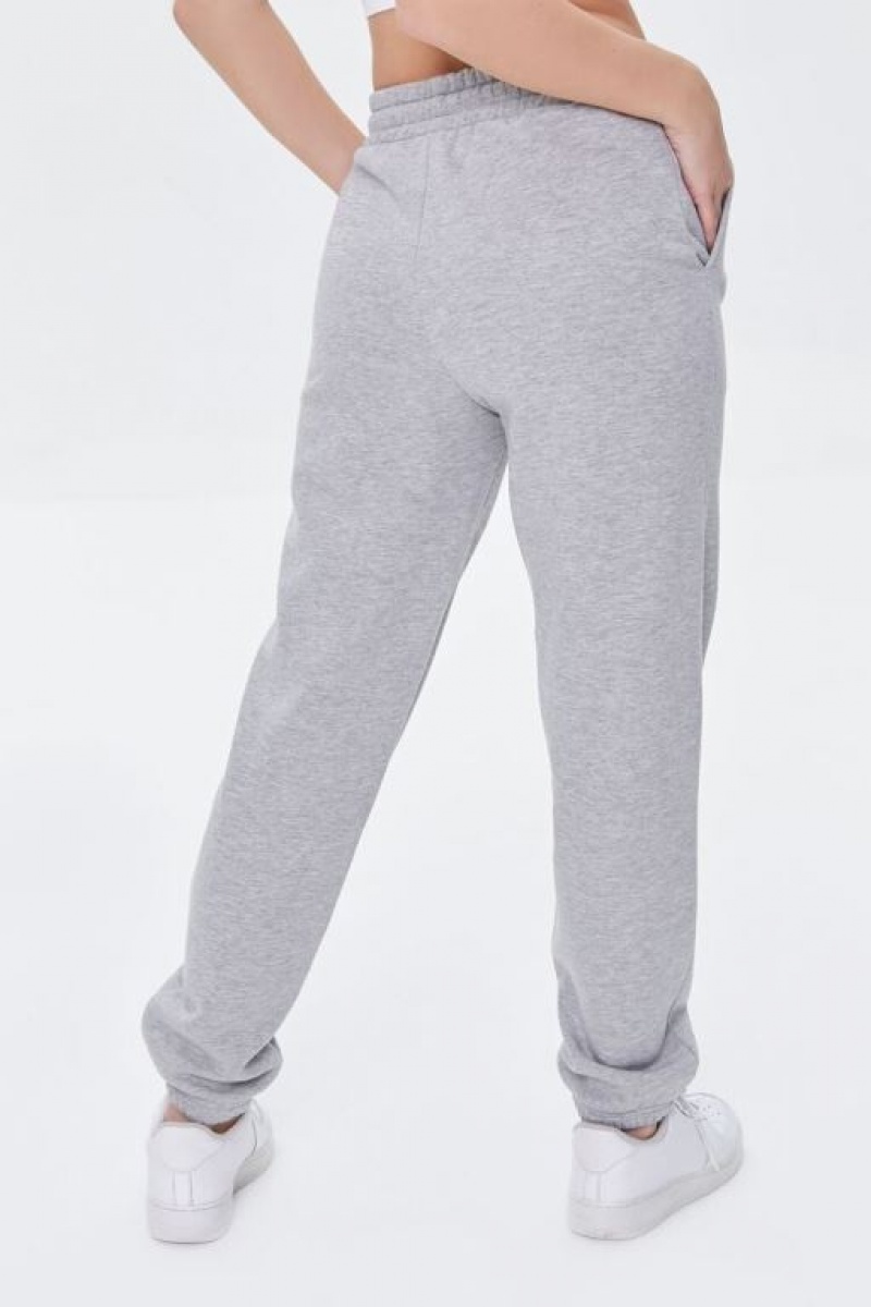 Pantalon Forever 21 Fleece Drawstring Joggers Mujer Gris | 7OZCGrfRkOh