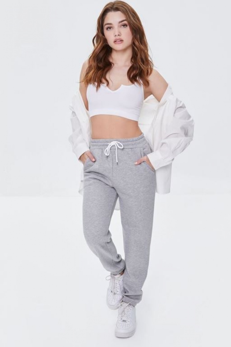 Pantalon Forever 21 Fleece Drawstring Joggers Mujer Gris | 7OZCGrfRkOh