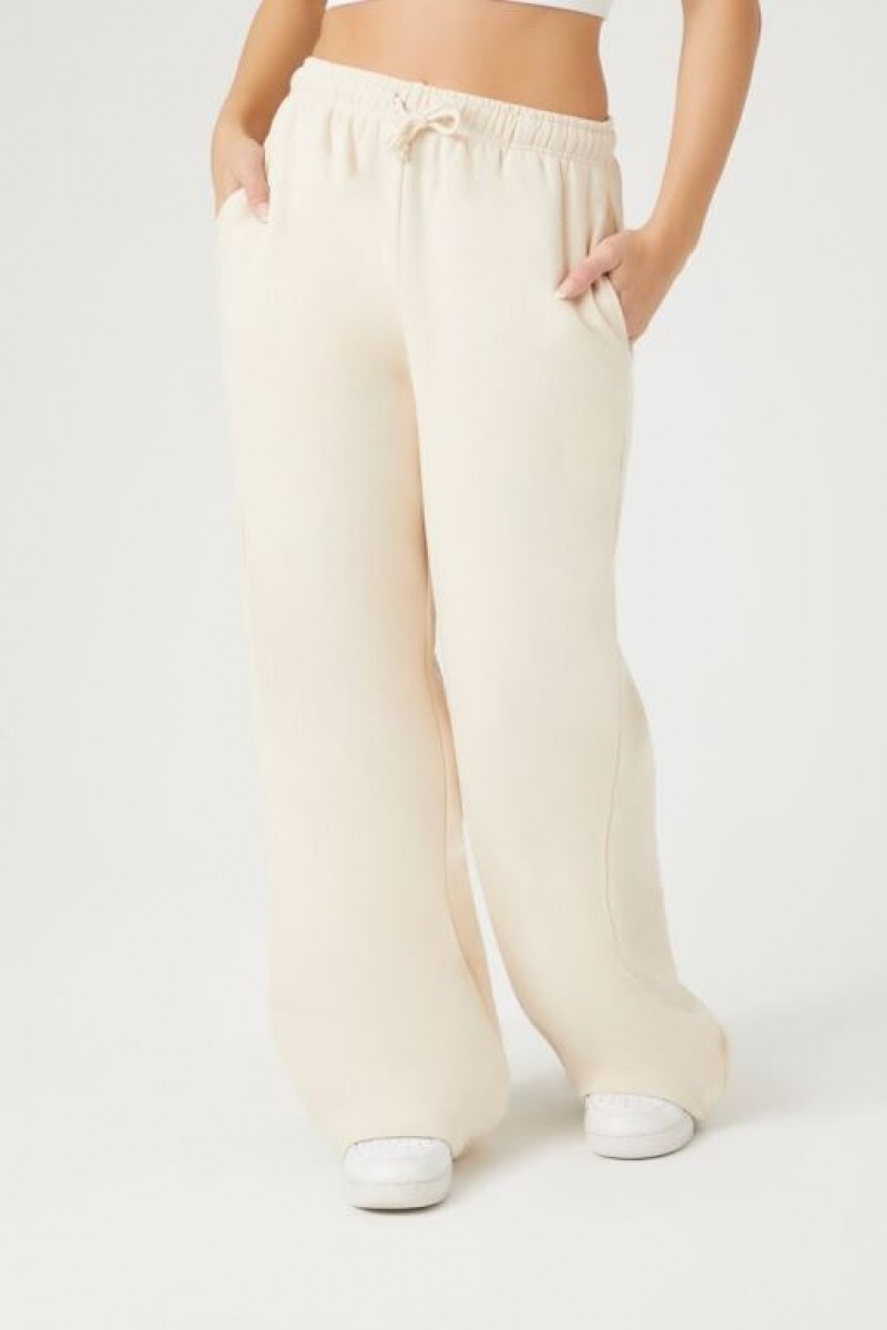 Pantalon Forever 21 Fleece Drawstring Sweatpants Mujer Creme | Nxt0hmfxkAU