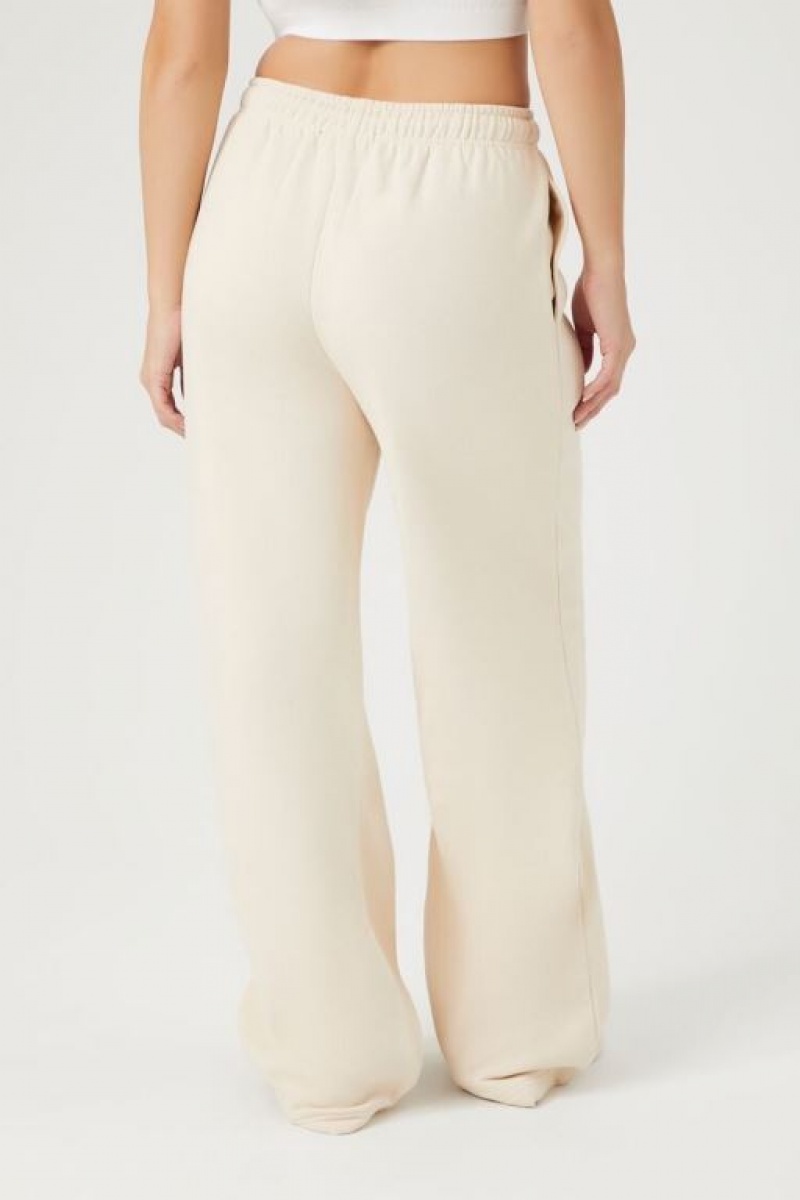 Pantalon Forever 21 Fleece Drawstring Sweatpants Mujer Creme | Nxt0hmfxkAU