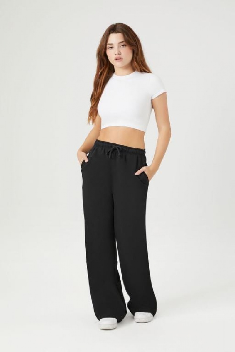 Pantalon Forever 21 Fleece Drawstring Sweatpants Mujer Negras | BFmpEVxZrox