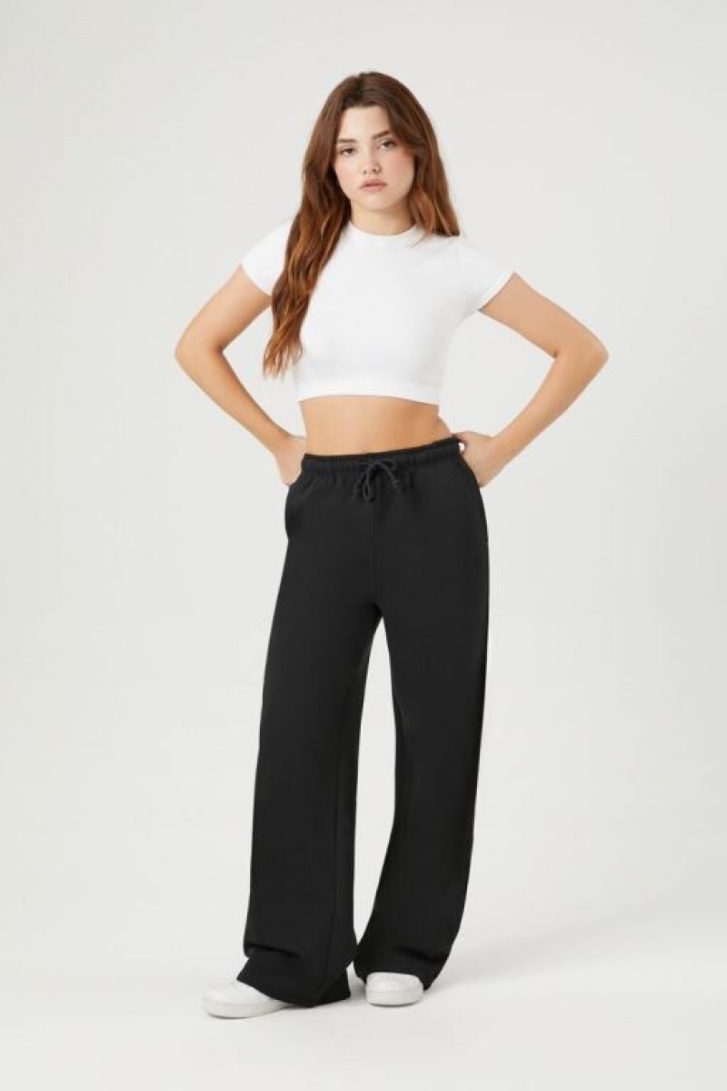 Pantalon Forever 21 Fleece Drawstring Sweatpants Mujer Negras | BFmpEVxZrox