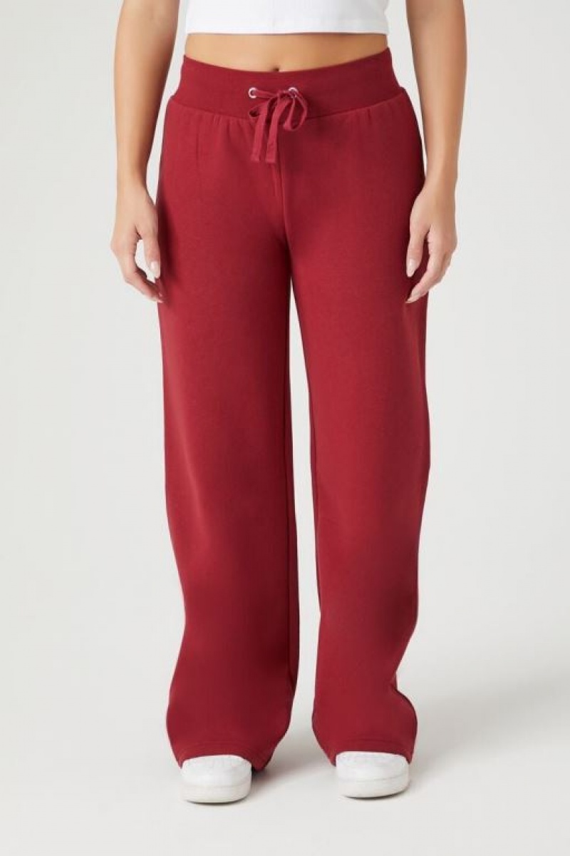 Pantalon Forever 21 Fleece Drawstring Sweatpants Mujer Burdeos | AggWPAtmrH0