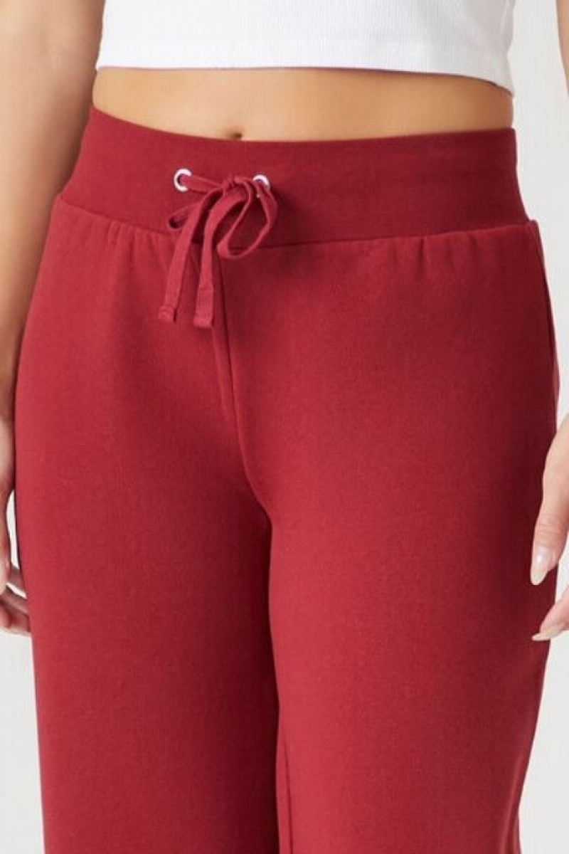 Pantalon Forever 21 Fleece Drawstring Sweatpants Mujer Burdeos | AggWPAtmrH0