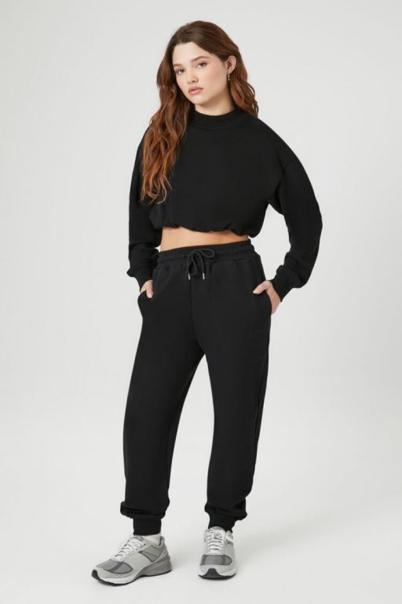 Pantalon Forever 21 Fleece Los Angeles Estampadas Joggers Mujer Negras | oGH9eTjGfRj