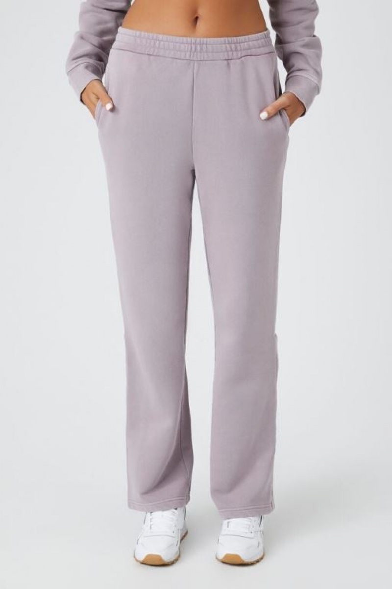 Pantalon Forever 21 Fleece Mineral Wash Sweatpants Mujer Moradas | 4QFGjGcTMYI