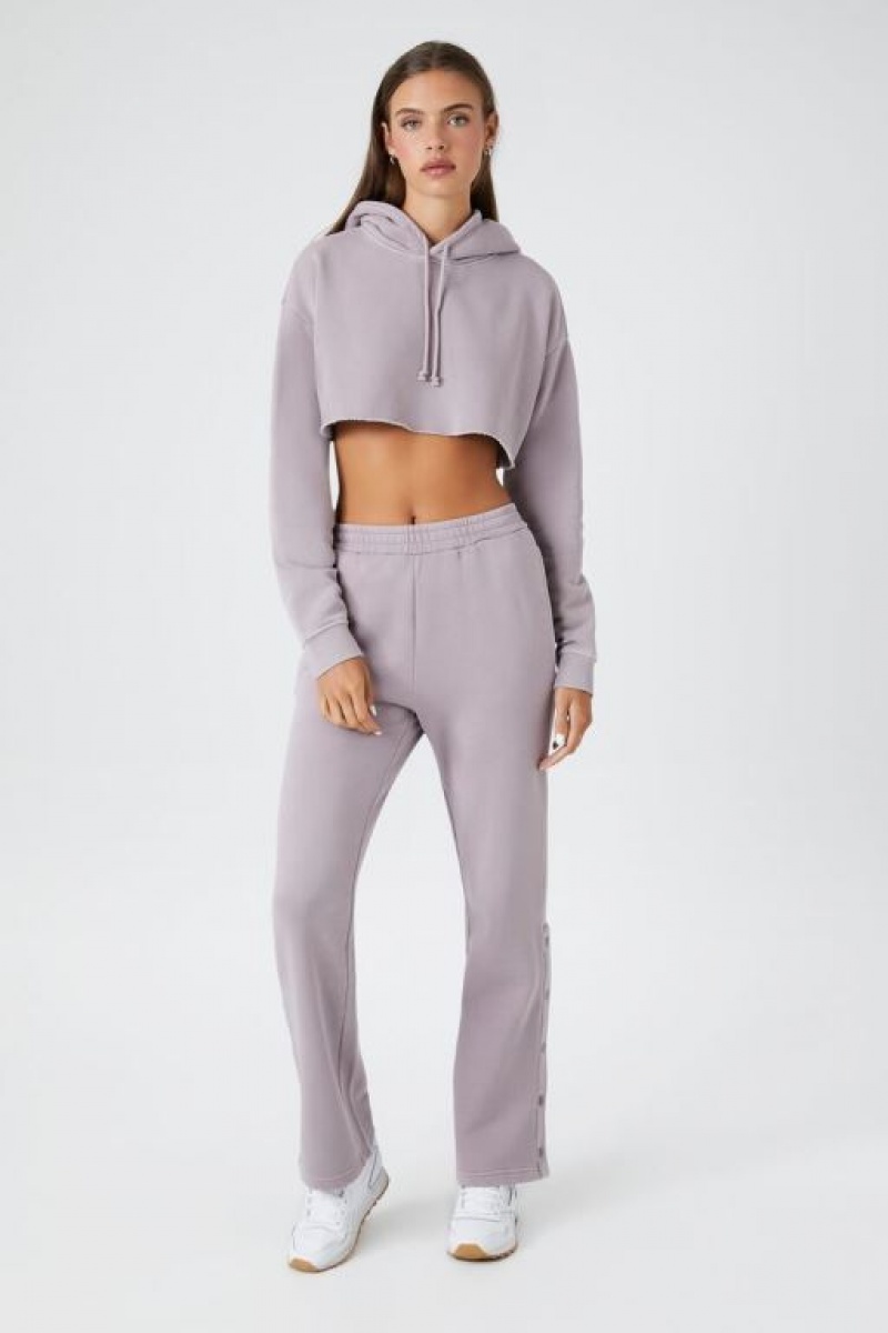 Pantalon Forever 21 Fleece Mineral Wash Sweatpants Mujer Moradas | 4QFGjGcTMYI