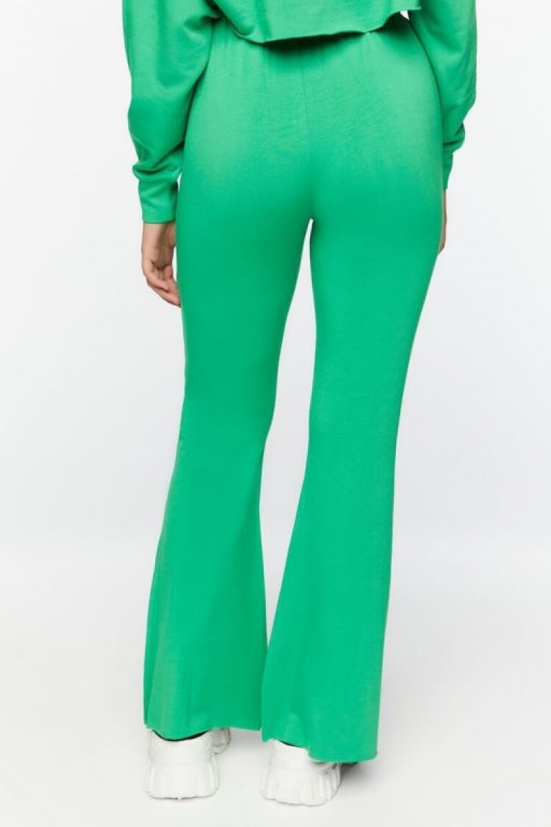 Pantalon Forever 21 Fleece Raw Cut Flare Sweatpants Mujer Verde | 3FliNZSqogA