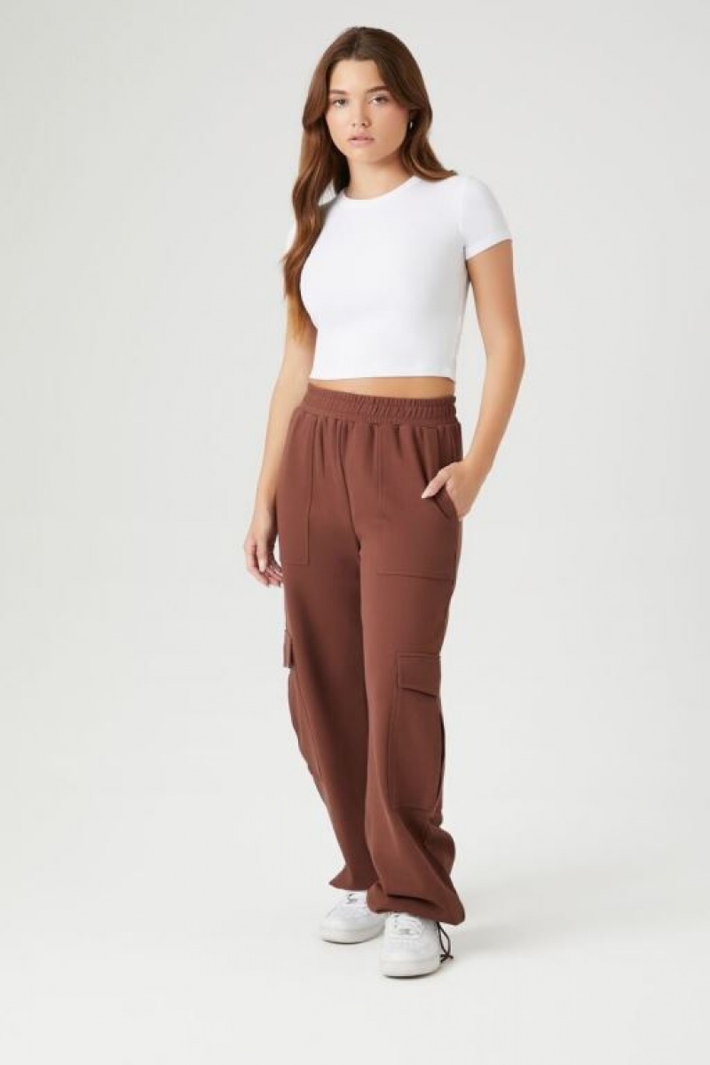 Pantalon Forever 21 French Terry Cargo Joggers Mujer Chocolate | ZDrQGbKjlfR