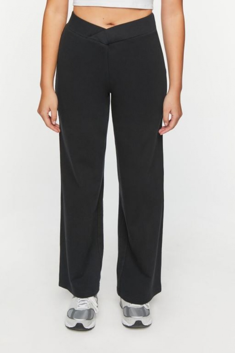 Pantalon Forever 21 French Terry Crossover Mujer Negras | 89oAv21ZBGt