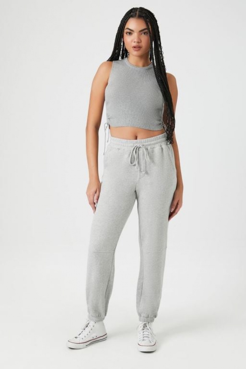 Pantalon Forever 21 French Terry Drawstring Joggers Mujer Gris | 3AfahRxUlQz