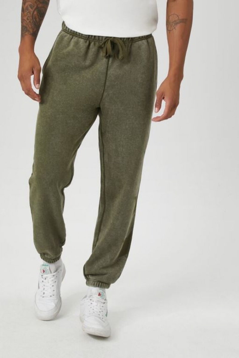 Pantalon Forever 21 French Terry Star Joggers Hombre Verde Oliva | i0VcaAqYhQ2