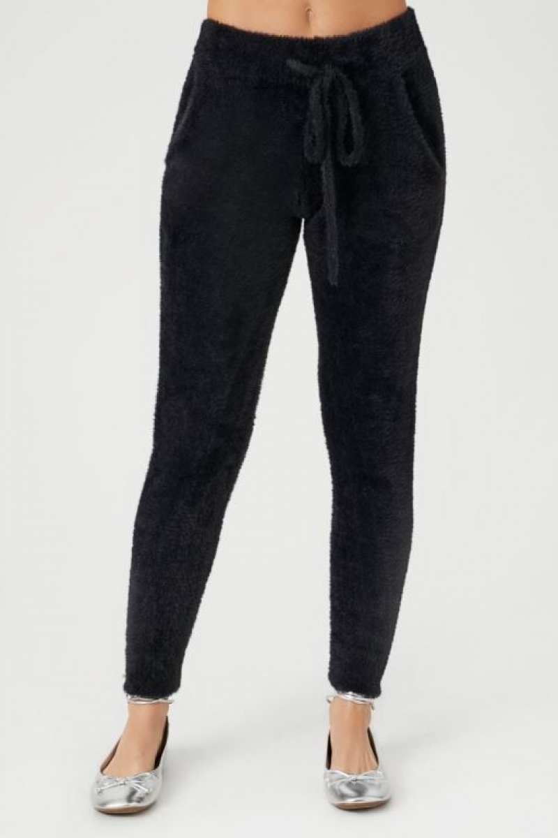 Pantalon Forever 21 Fuzzy Knit Joggers Mujer Negras | rrXZK2wK0wE