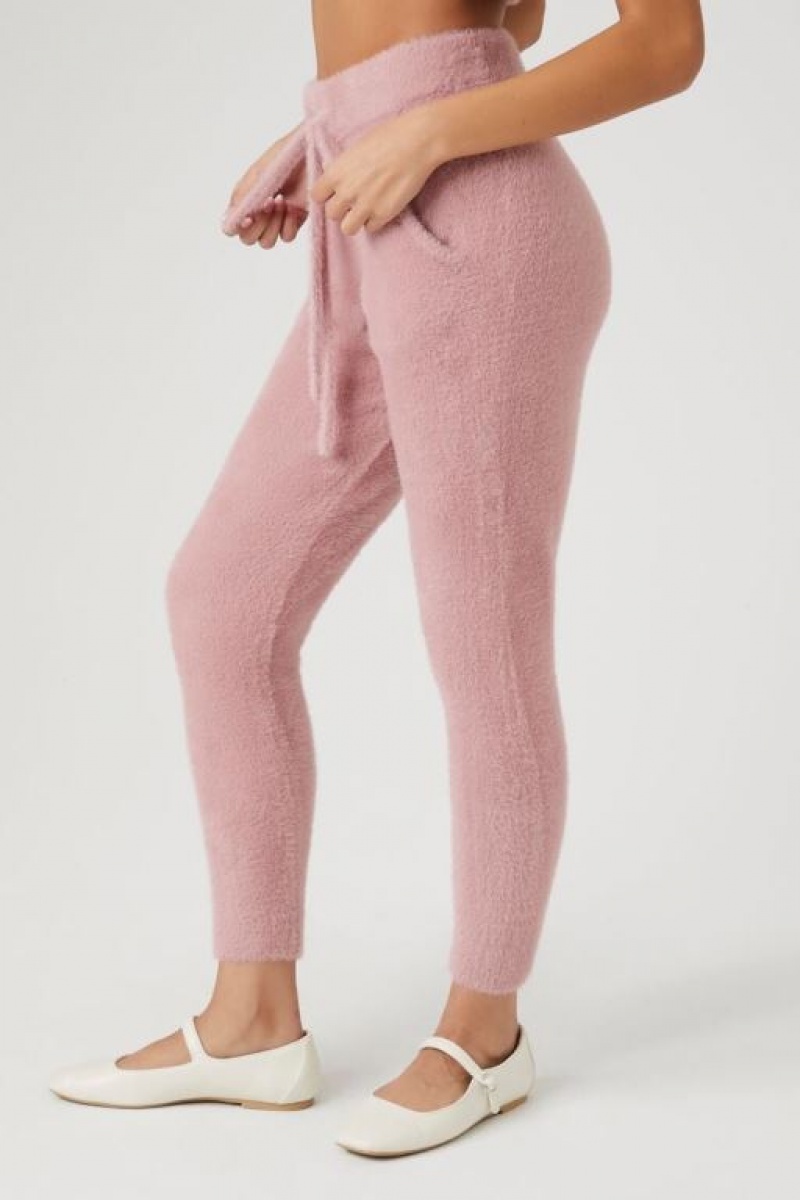 Pantalon Forever 21 Fuzzy Knit Joggers Mujer Moradas | GRTZuhGJpOo