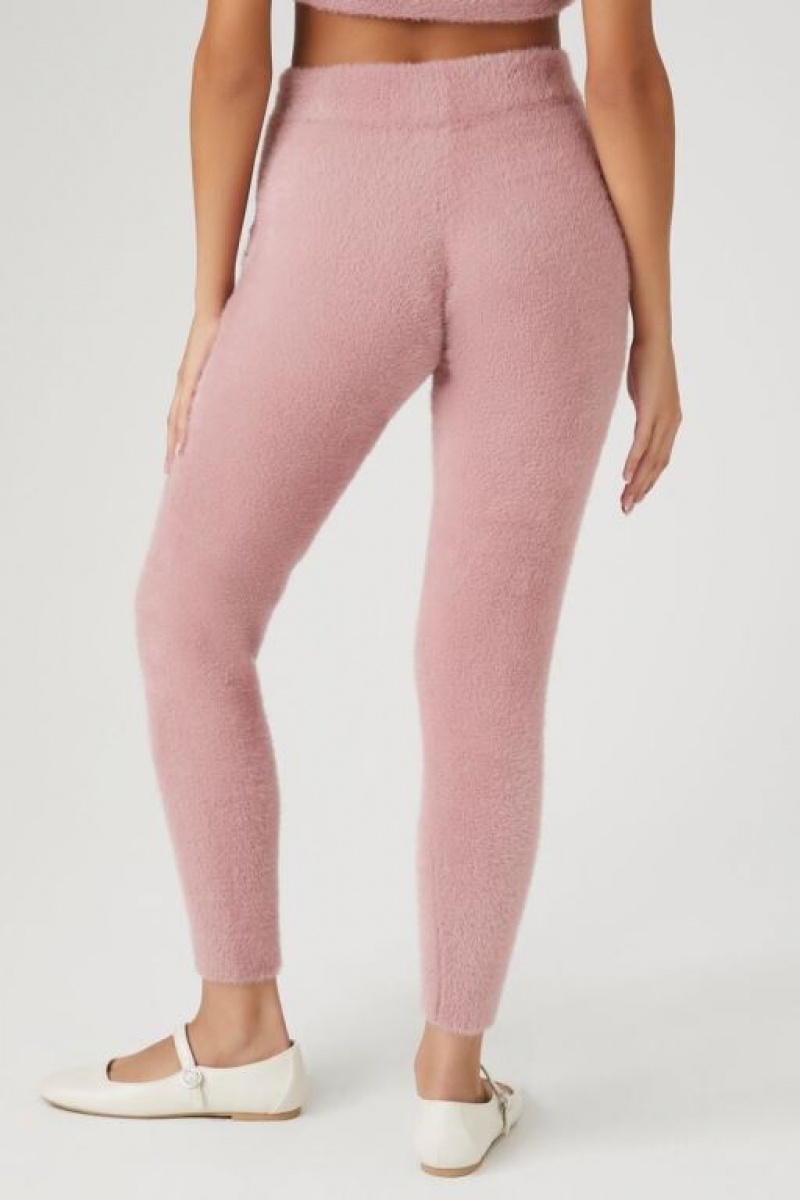 Pantalon Forever 21 Fuzzy Knit Joggers Mujer Moradas | GRTZuhGJpOo