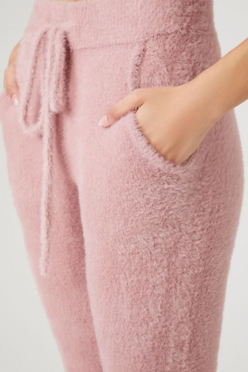 Pantalon Forever 21 Fuzzy Knit Joggers Mujer Moradas | GRTZuhGJpOo