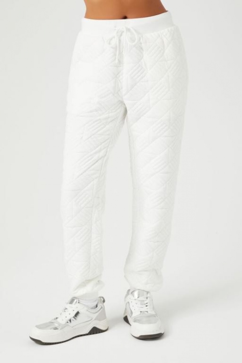 Pantalon Forever 21 Geo Acolchado Jacquard Joggers Mujer Blancas | V5QUNgkupcq