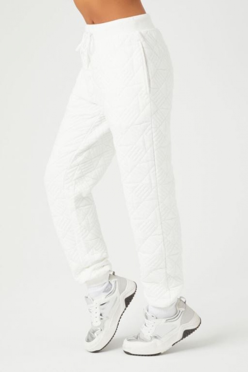 Pantalon Forever 21 Geo Acolchado Jacquard Joggers Mujer Blancas | V5QUNgkupcq