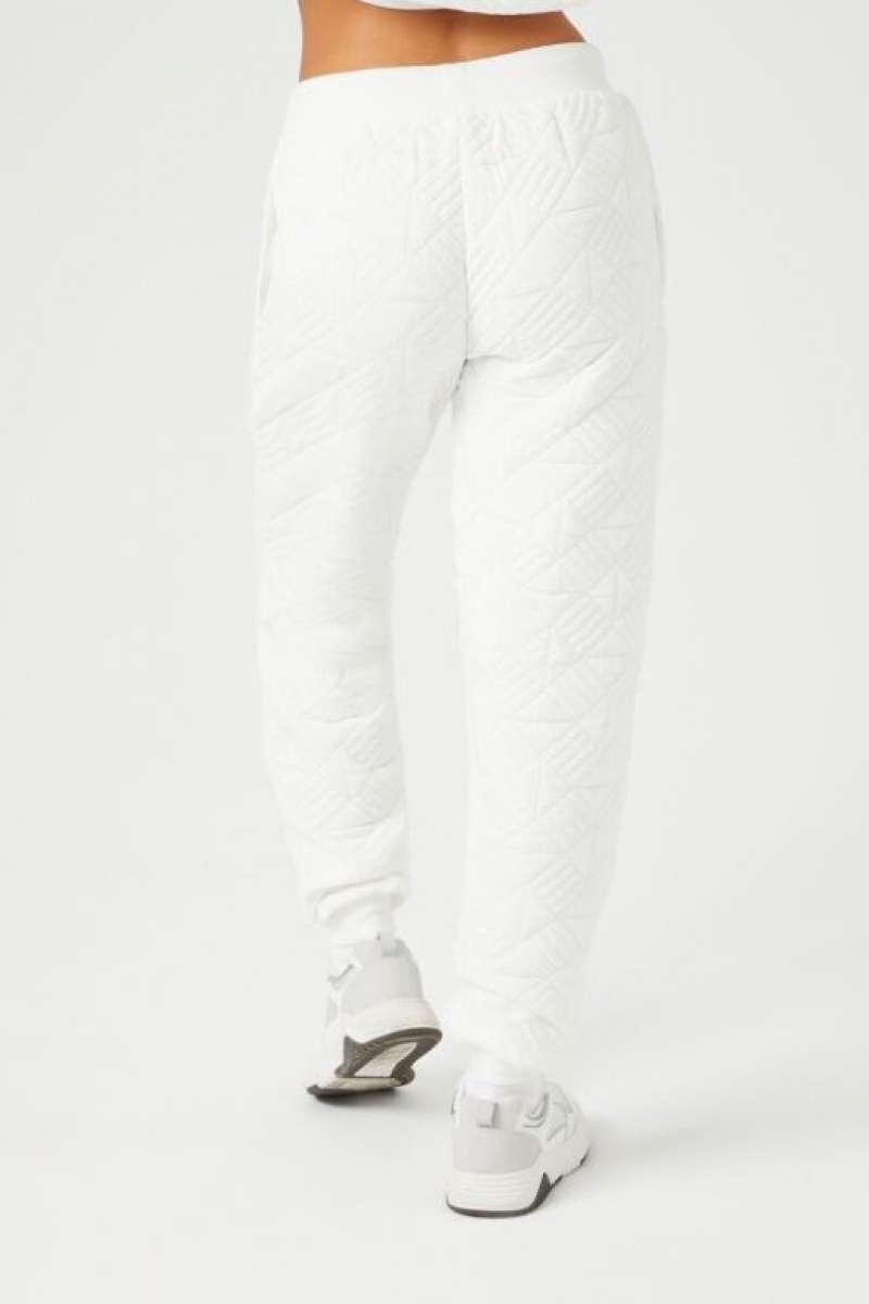 Pantalon Forever 21 Geo Acolchado Jacquard Joggers Mujer Blancas | V5QUNgkupcq