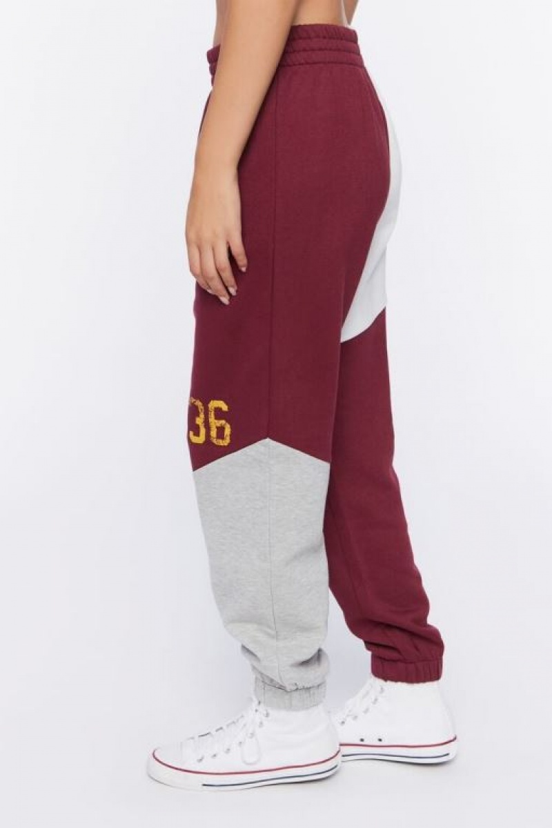 Pantalon Forever 21 Harvard Estampadas Fleece Joggers Mujer Burdeos Multicolor | flRDqJ9cLZM