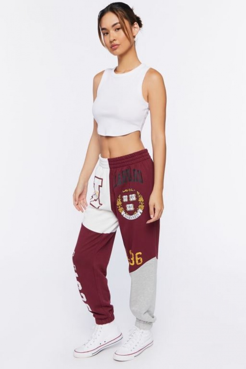 Pantalon Forever 21 Harvard Estampadas Fleece Joggers Mujer Burdeos Multicolor | flRDqJ9cLZM