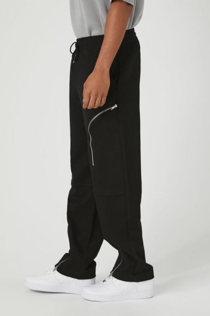 Pantalon Forever 21 Heathered Zip Up Drawstring Hombre Negras | tHf6DmX1H0N